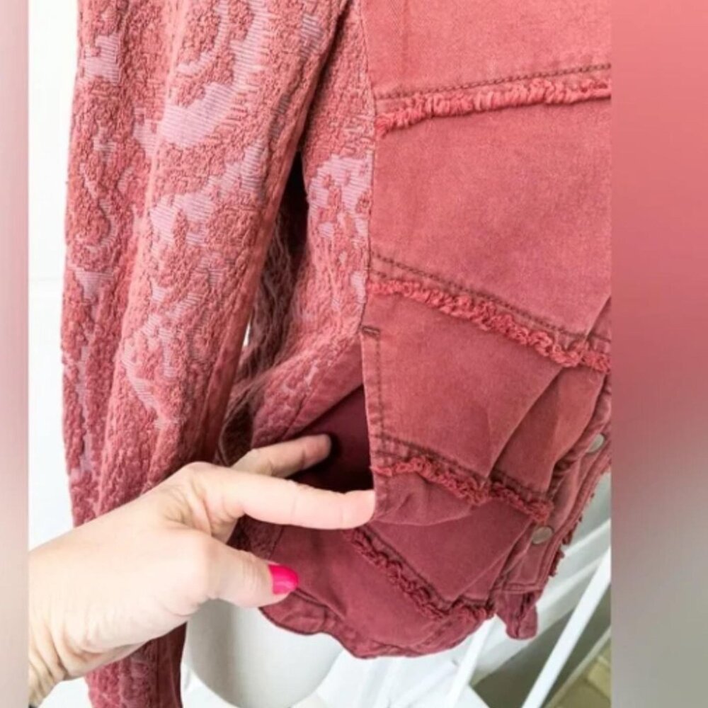 Free People Women's Pink and Red Jacket - Picture 4 of 8